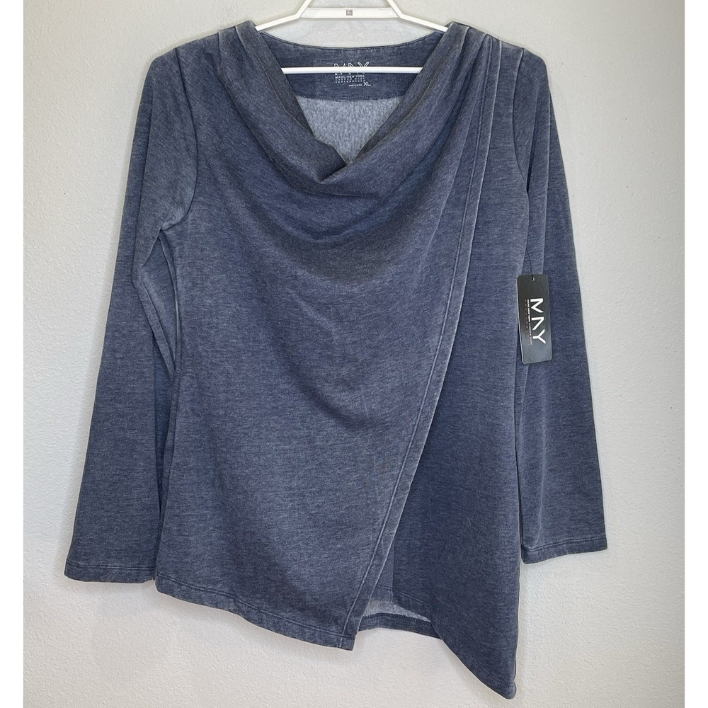 Marc New York Andrew March Cowl Neck Cross Over Top Womens Sz XL Faded Blue NEW